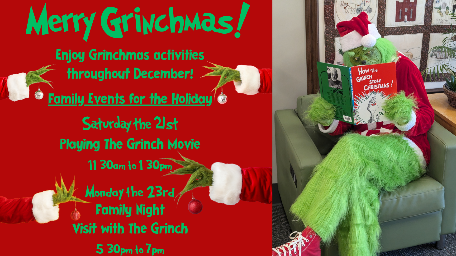 Two days: 21st movie and 23rd visit with the grinch