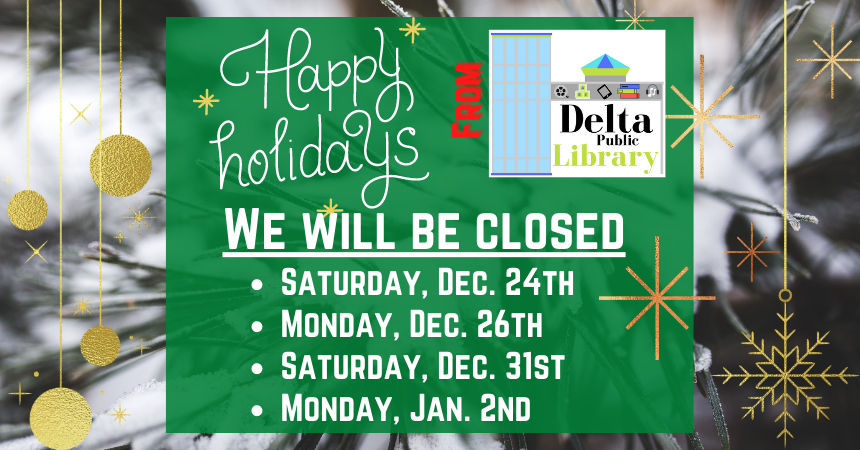 Happy Holidays! we will be closed Dec. 24, 26, 31, and Jan. 2