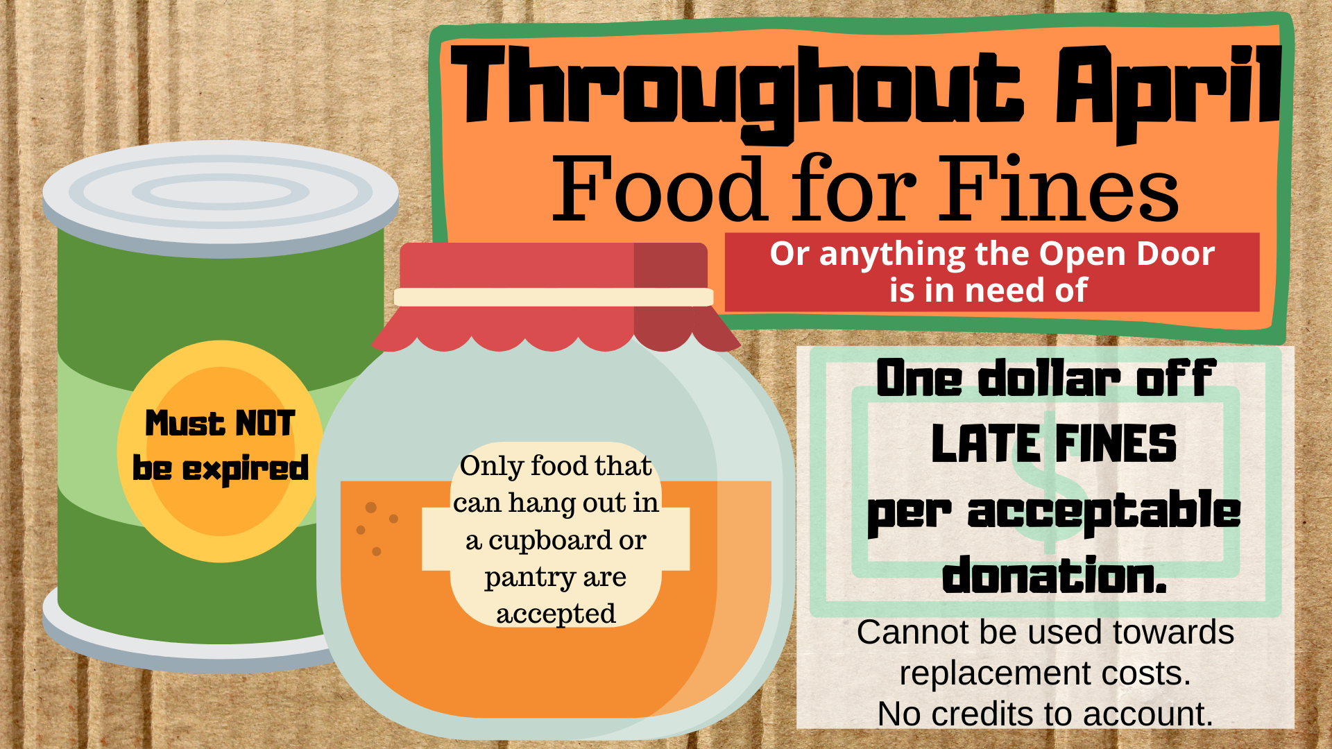 Food for fines throughout April
